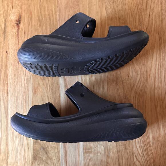 Crocs Classic Crush Platform Two-Strap Sandals Black Size 8 - Picture 9 of 10